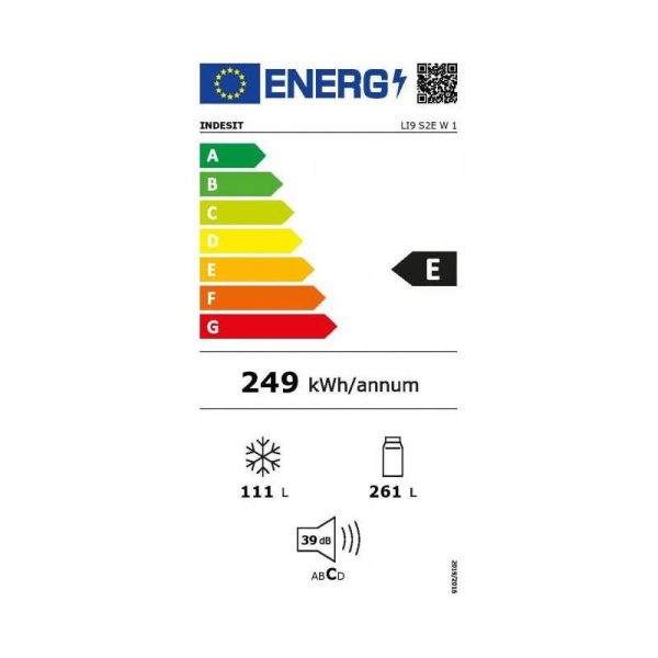 INDESIT Refrigerator LI9 S2E W 1, Energy class E, height 201.3 cm, White color Online Sale