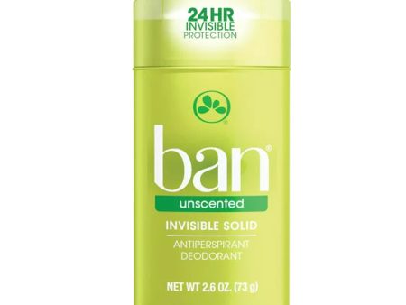 Ban Invisible Solid Antiperspirant Deodorant Unscented 2.6 OZ Sale