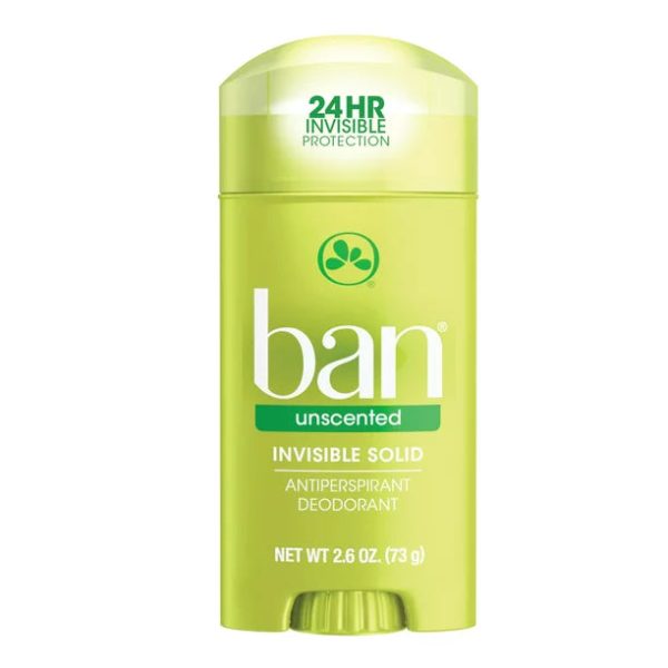 Ban Invisible Solid Antiperspirant Deodorant Unscented 2.6 OZ Sale