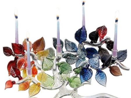 Rainbow Tree of Life, with Leaves Menorah by Salusa Glassworks For Cheap