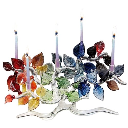 Rainbow Tree of Life, with Leaves Menorah by Salusa Glassworks For Cheap