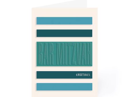 Blue Teal Stripes BarMitzvah Card Online