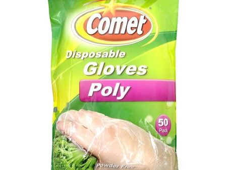 5 Pack, Comet Disposable Gloves, Poly, One Size Fits All 50 ea Online Hot Sale