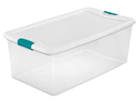 Sterilite 18898004 Clear Storage Tote Box W Latching Container Lid, 106 QT. For Cheap