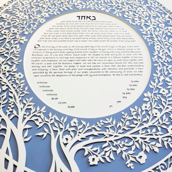 Blooming Tree Ketubah Circle in Dusty Blue by Melanie Dankowicz For Cheap