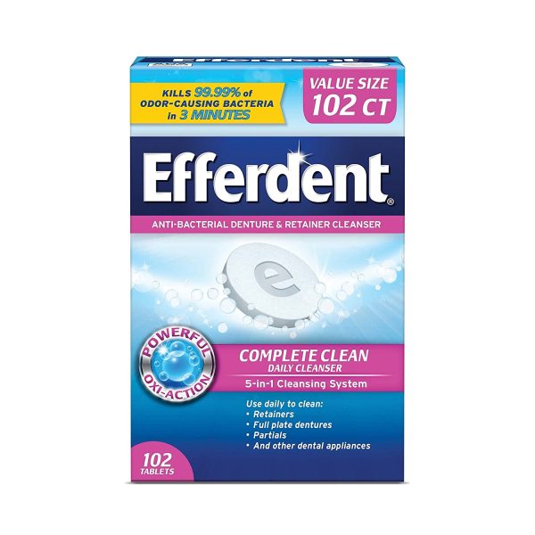 Efferdent Denture & Retainer Cleanser Tablets Complete Clean 102 Tablets Sale