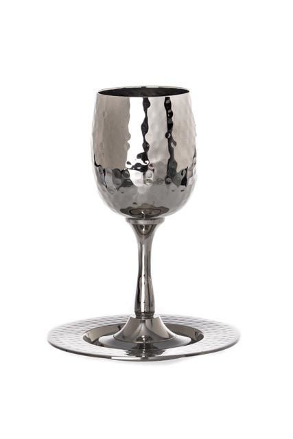 Hammered Kiddush Cup with Tray Online Sale