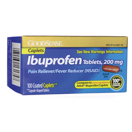 GoodSense Ibuprofen Tablets, 200 mg, Pain Reliever and Fever Reducer, 100 Count, Temporarily Relieves Minor Aches and Pains Due to: Headaches, Minor Pain of Arthritis, and the Common Cold on Sale