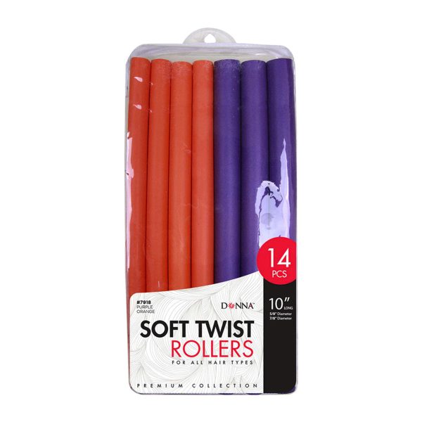 Donna Soft Twist Roller, 10 Inch Long 7918 Purple and Orange, 14pc For Cheap