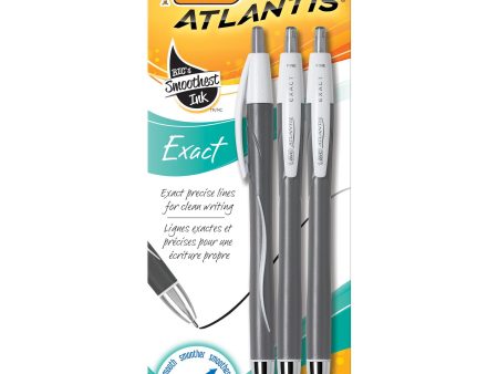 Bic VCGNP31-B-BLK Black Atlantis Comfort Pens 3 Count Fashion