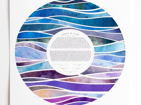 Abstract Waves Paper Cut Ketubah by Adriana Saipe Online Hot Sale