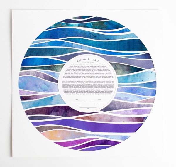 Abstract Waves Paper Cut Ketubah by Adriana Saipe Online Hot Sale