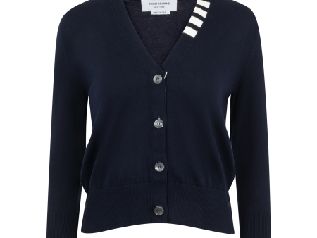 COTTON 4 BAR V-NECK CARDIGAN (WOMENS) Online Hot Sale