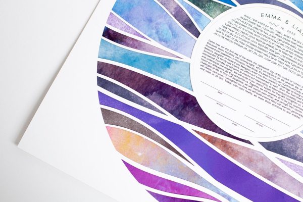 Abstract Waves Paper Cut Ketubah by Adriana Saipe Online Hot Sale