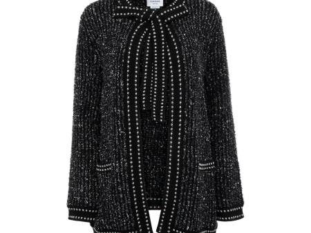 JACQUARD NECK TIE CARDIGAN (WOMENS) Fashion