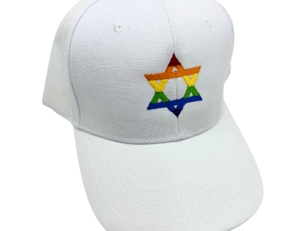 White Rainbow Star of David Hat For Discount