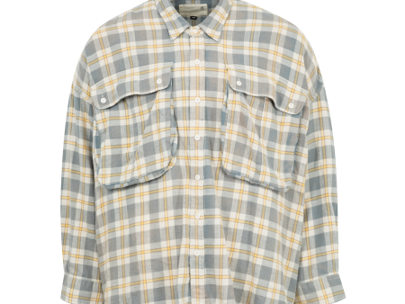 Oversized Plaid Drop Neck Shirt (Mens) Online Hot Sale