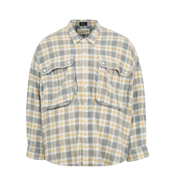 Oversized Plaid Drop Neck Shirt (Mens) Online Hot Sale